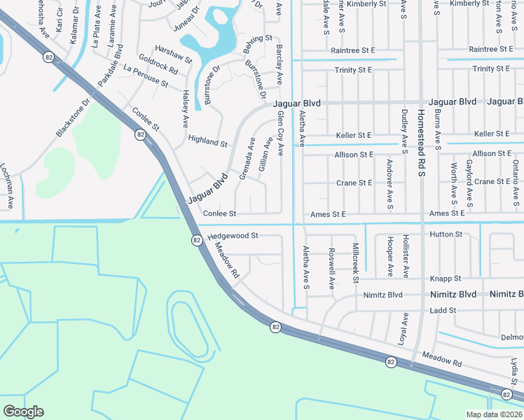map of restaurants, bars, coffee shops, grocery stores, and more near 484 Conlee Street in Lehigh Acres