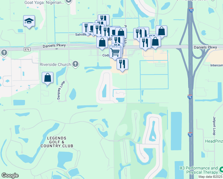 map of restaurants, bars, coffee shops, grocery stores, and more near 8820 Cypress Preserve Place in Fort Myers