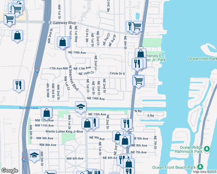 map of restaurants, bars, coffee shops, grocery stores, and more near 1621 3rd Court Northeast in Boynton Beach