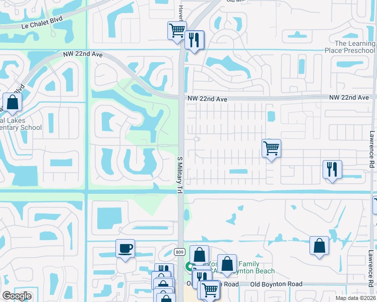 map of restaurants, bars, coffee shops, grocery stores, and more near 1011 Andros Bay in Boynton Beach