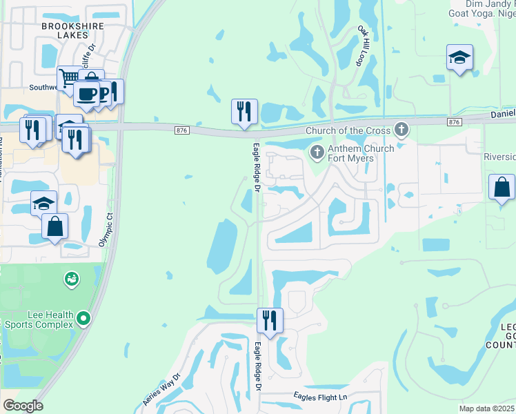 map of restaurants, bars, coffee shops, grocery stores, and more near 13811 Eagle Ridge Lakes Drive in Fort Myers