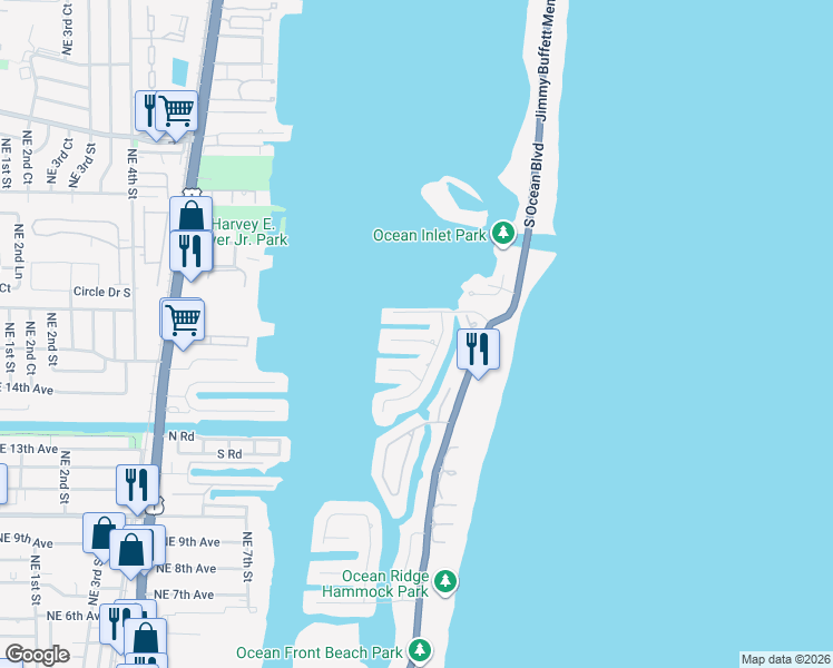 map of restaurants, bars, coffee shops, grocery stores, and more near 125 Marlin Drive in Boynton Beach