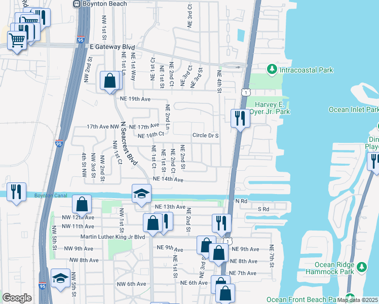 map of restaurants, bars, coffee shops, grocery stores, and more near 1621 3rd Court Northeast in Boynton Beach