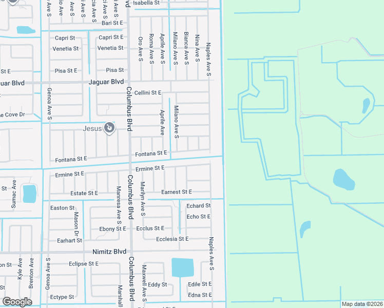 map of restaurants, bars, coffee shops, grocery stores, and more near 1240 Fontana Street East in Lehigh Acres