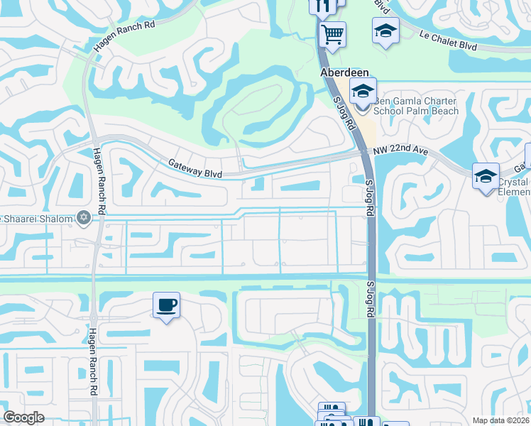 map of restaurants, bars, coffee shops, grocery stores, and more near 6781 Garde Road in Boynton Beach