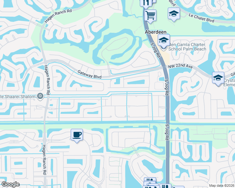 map of restaurants, bars, coffee shops, grocery stores, and more near 6781 Garde Road in Boynton Beach