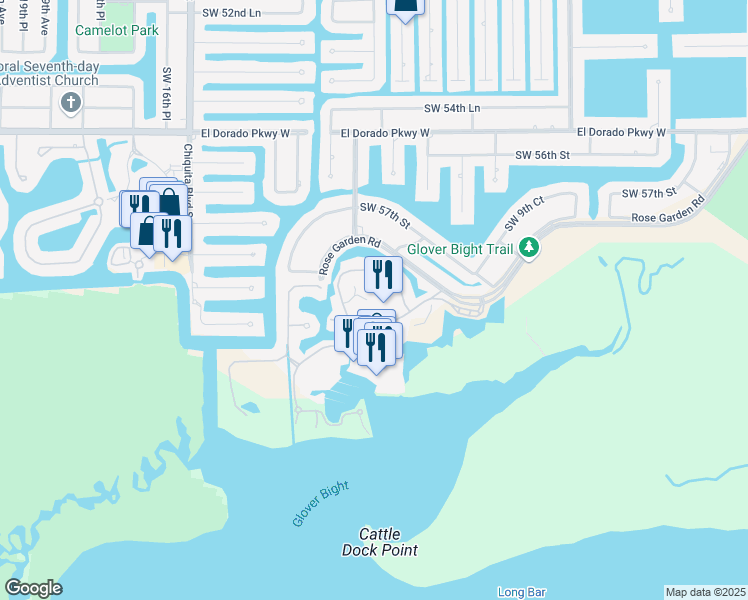 map of restaurants, bars, coffee shops, grocery stores, and more near 5902 Silver King Blvd in Cape Coral