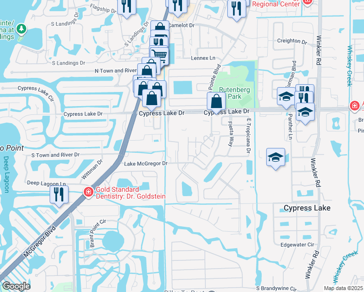 map of restaurants, bars, coffee shops, grocery stores, and more near 13661 Julias Way in Fort Myers