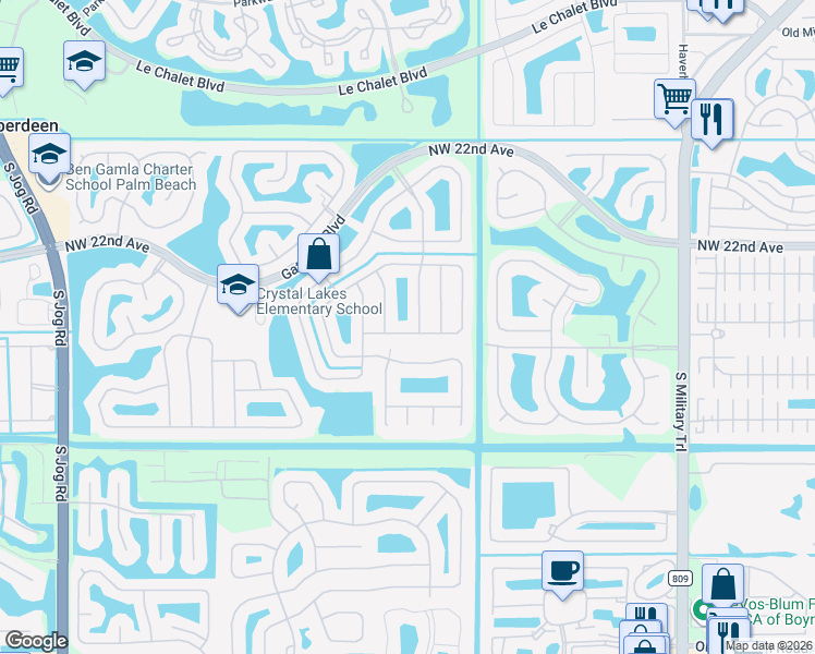 map of restaurants, bars, coffee shops, grocery stores, and more near 5528 Descartes Circle in Boynton Beach