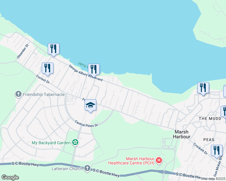 map of restaurants, bars, coffee shops, grocery stores, and more near in Marsh Harbour