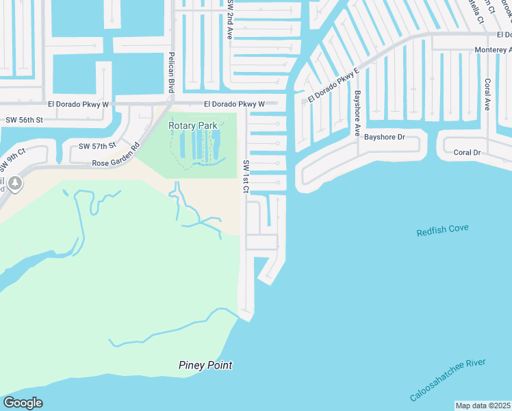 map of restaurants, bars, coffee shops, grocery stores, and more near 5804 Southwest 1st Place in Cape Coral