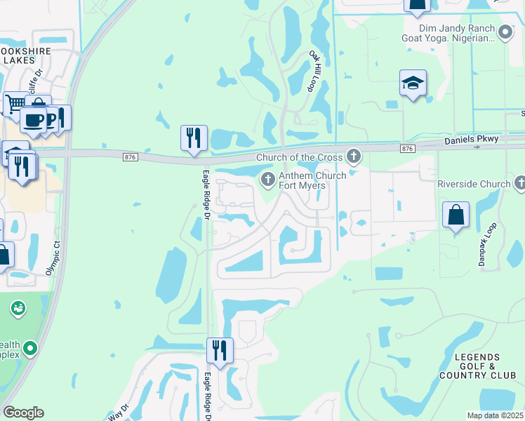 map of restaurants, bars, coffee shops, grocery stores, and more near 13565 American Colony Boulevard in Fort Myers