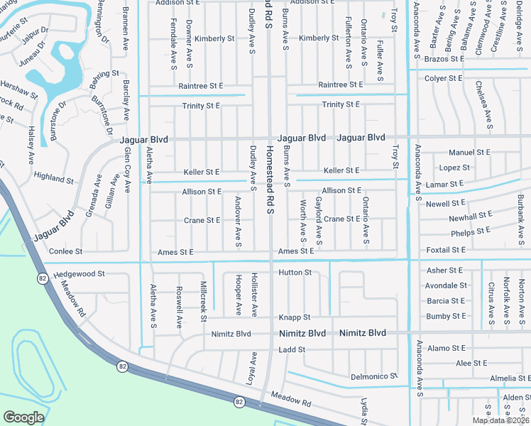 map of restaurants, bars, coffee shops, grocery stores, and more near 832 Homestead Road South in Lehigh Acres