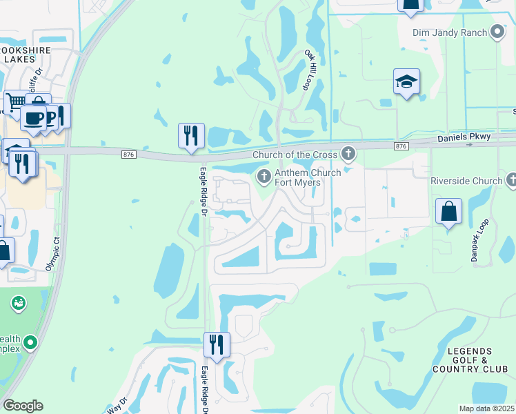 map of restaurants, bars, coffee shops, grocery stores, and more near 13565 American Colony Boulevard in Fort Myers