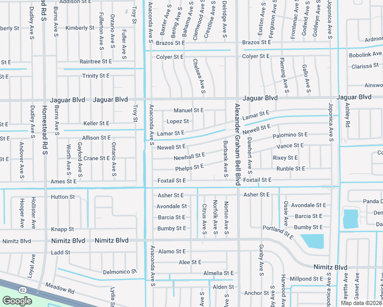 map of restaurants, bars, coffee shops, grocery stores, and more near 731 Newhall Street East in Lehigh Acres