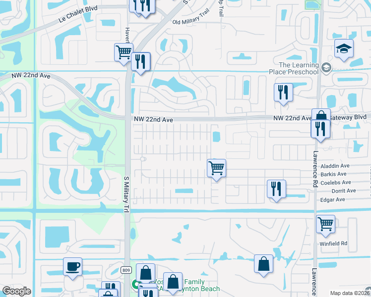 map of restaurants, bars, coffee shops, grocery stores, and more near 38001 Frenchmans Bay in Boynton Beach
