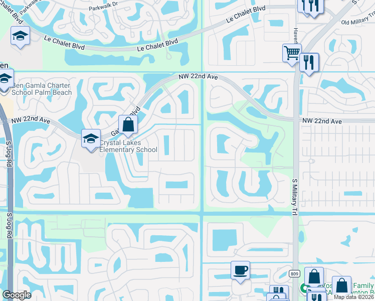 map of restaurants, bars, coffee shops, grocery stores, and more near 5592 Descartes Circle in Boynton Beach