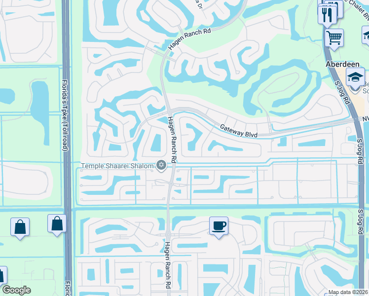 map of restaurants, bars, coffee shops, grocery stores, and more near 7356 Brunswick Circle in Boynton Beach