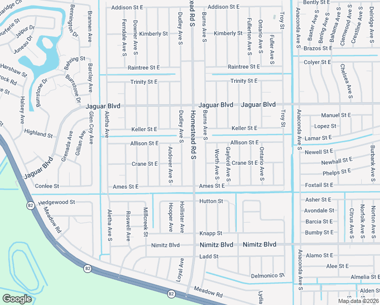 map of restaurants, bars, coffee shops, grocery stores, and more near 832 Homestead Road South in Lehigh Acres