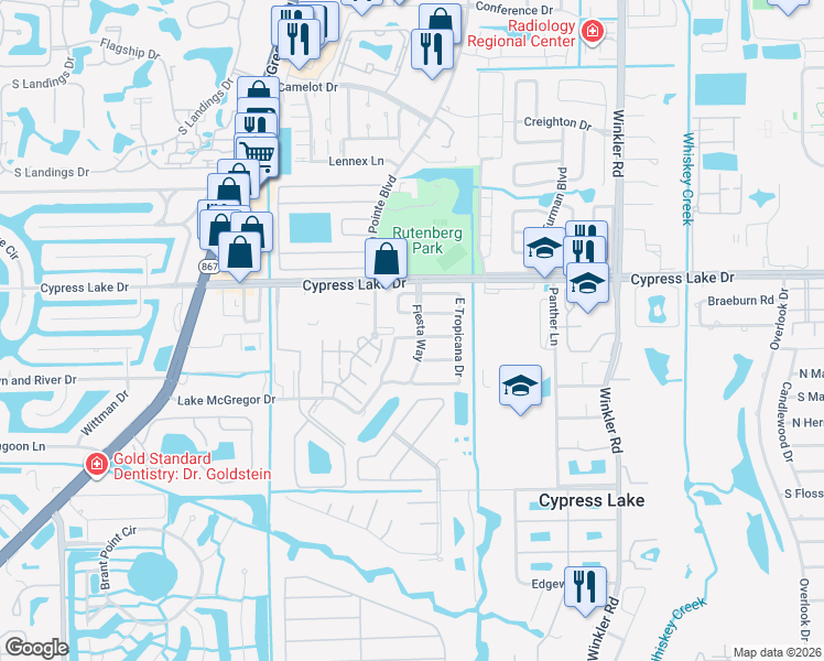 map of restaurants, bars, coffee shops, grocery stores, and more near 1333 Macombo Road in Fort Myers