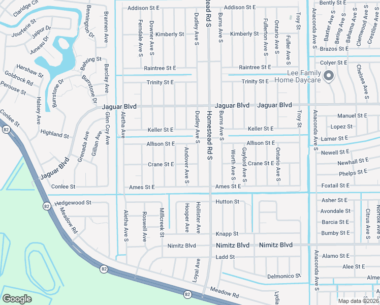 map of restaurants, bars, coffee shops, grocery stores, and more near 831 Andover Avenue South in Lehigh Acres