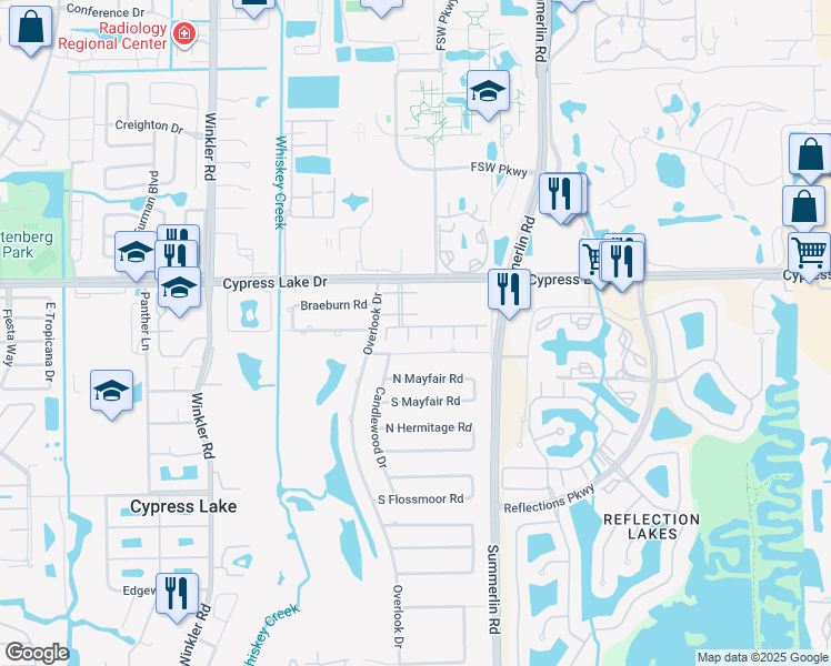 map of restaurants, bars, coffee shops, grocery stores, and more near 42 Tozer Court in Fort Myers