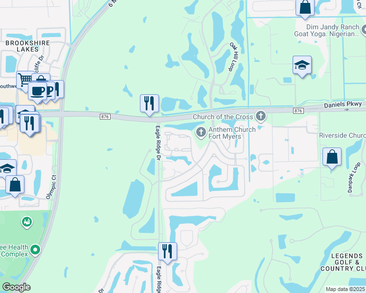 map of restaurants, bars, coffee shops, grocery stores, and more near 13621 Eagle Ridge Drive in Fort Myers