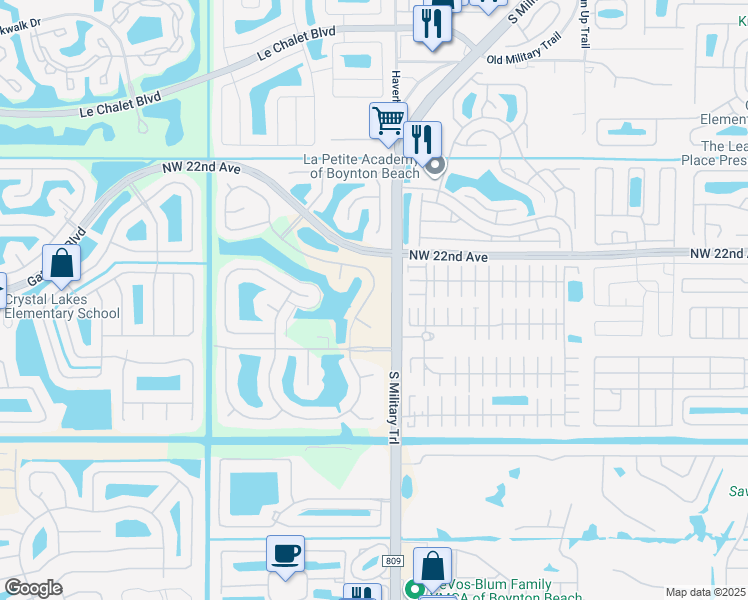 map of restaurants, bars, coffee shops, grocery stores, and more near 5047 Brian Boulevard in Boynton Beach