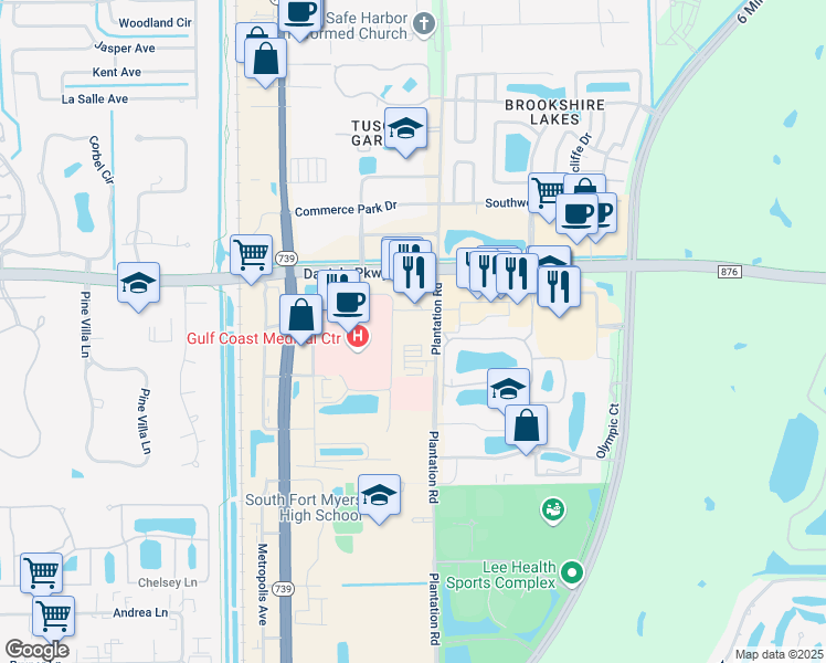 map of restaurants, bars, coffee shops, grocery stores, and more near 6630 Orion Drive in Fort Myers