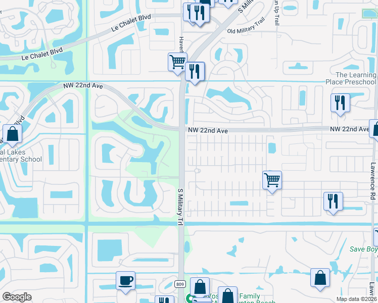 map of restaurants, bars, coffee shops, grocery stores, and more near 59013 Captiva Bay in Boynton Beach
