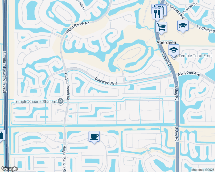 map of restaurants, bars, coffee shops, grocery stores, and more near 7075 Brunswick Circle in Boynton Beach