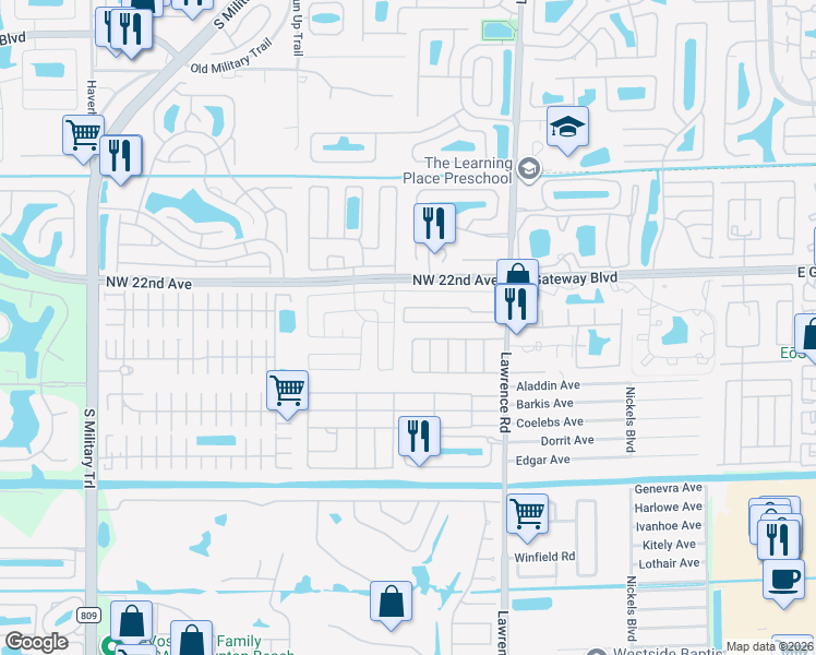 map of restaurants, bars, coffee shops, grocery stores, and more near 4238 88th Place South in Boynton Beach