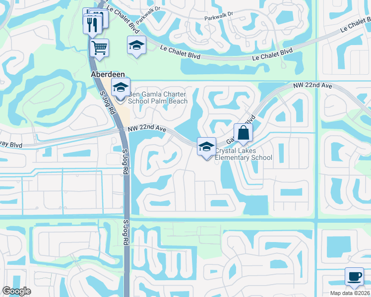 map of restaurants, bars, coffee shops, grocery stores, and more near 6404 Lansdowne Circle in Boynton Beach