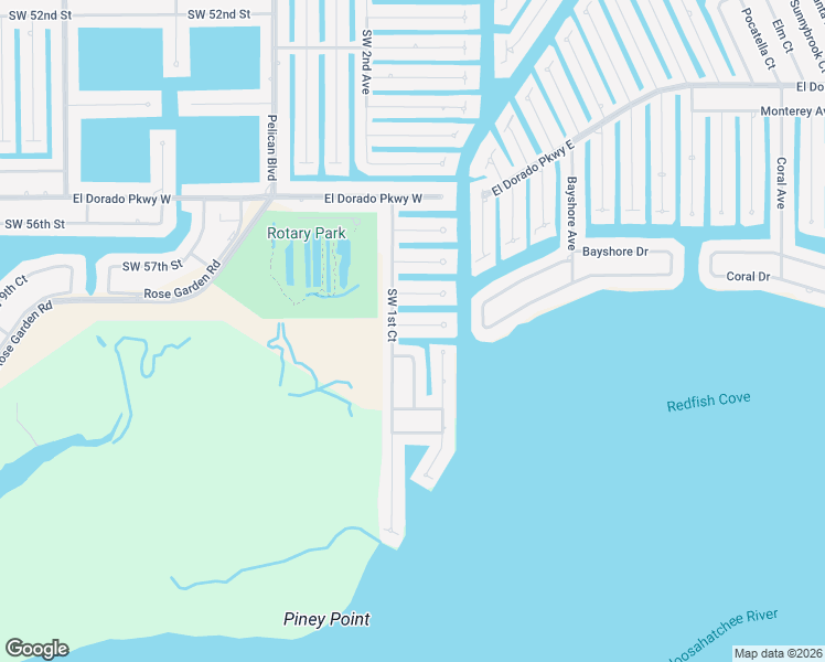 map of restaurants, bars, coffee shops, grocery stores, and more near 5802 Southwest 1st Avenue in Cape Coral