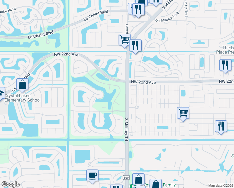 map of restaurants, bars, coffee shops, grocery stores, and more near 5033 Brian Boulevard in Boynton Beach