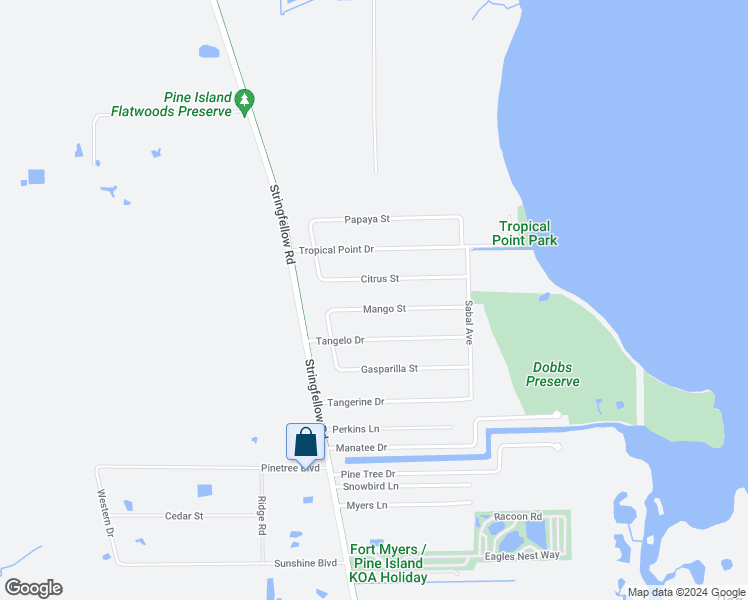 map of restaurants, bars, coffee shops, grocery stores, and more near 3728 Mango Street in Saint James City