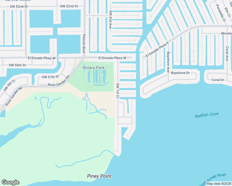 map of restaurants, bars, coffee shops, grocery stores, and more near 5722 Southwest 1st Court in Cape Coral