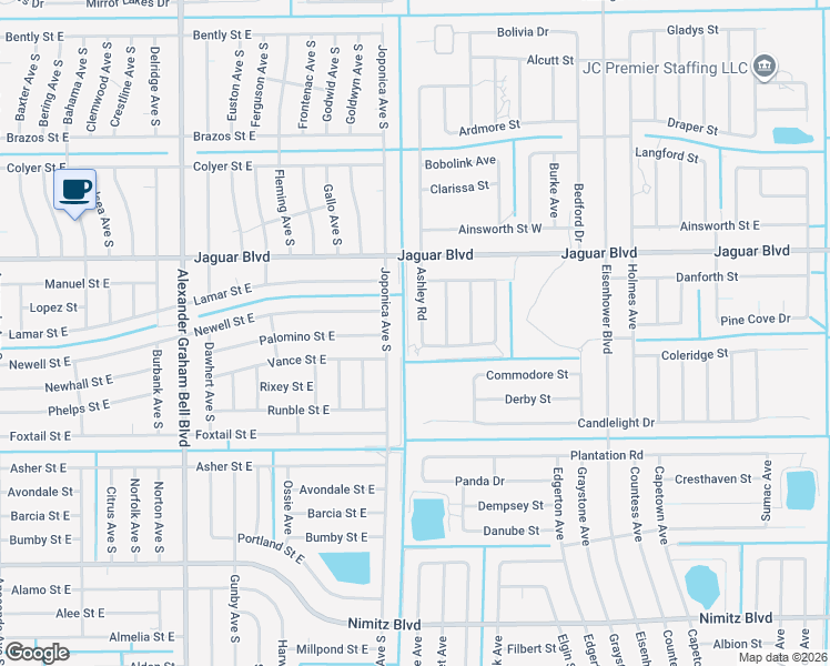 map of restaurants, bars, coffee shops, grocery stores, and more near 820 Ashley Road in Lehigh Acres