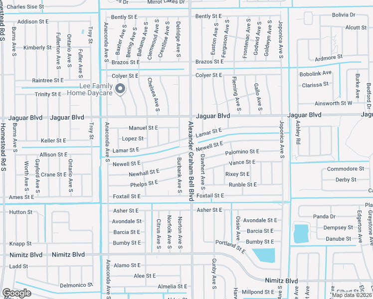 map of restaurants, bars, coffee shops, grocery stores, and more near 833 Bell Boulevard in Lehigh Acres