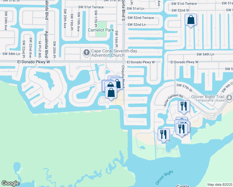 map of restaurants, bars, coffee shops, grocery stores, and more near 5789 Cape Harbour Drive in Cape Coral