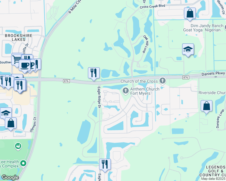 map of restaurants, bars, coffee shops, grocery stores, and more near 13565 Eagle Ridge Drive in Fort Myers
