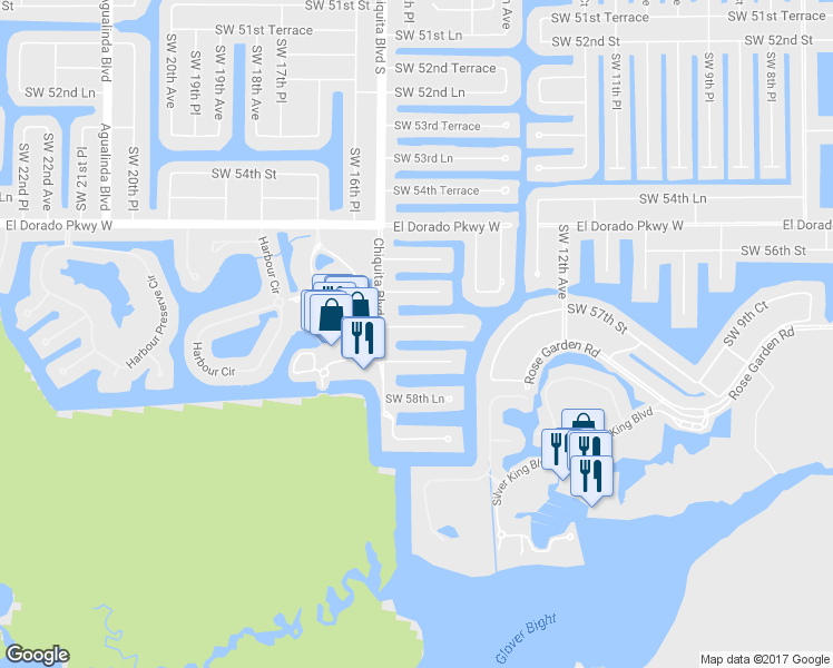 map of restaurants, bars, coffee shops, grocery stores, and more near 1508 Southwest 57th Terrace in Cape Coral