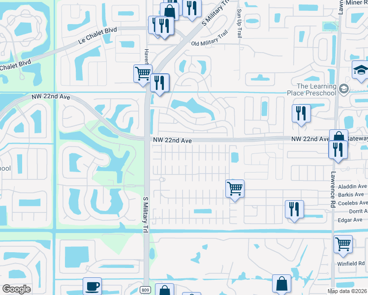 map of restaurants, bars, coffee shops, grocery stores, and more near 53002 Del Rio Bay in Boynton Beach