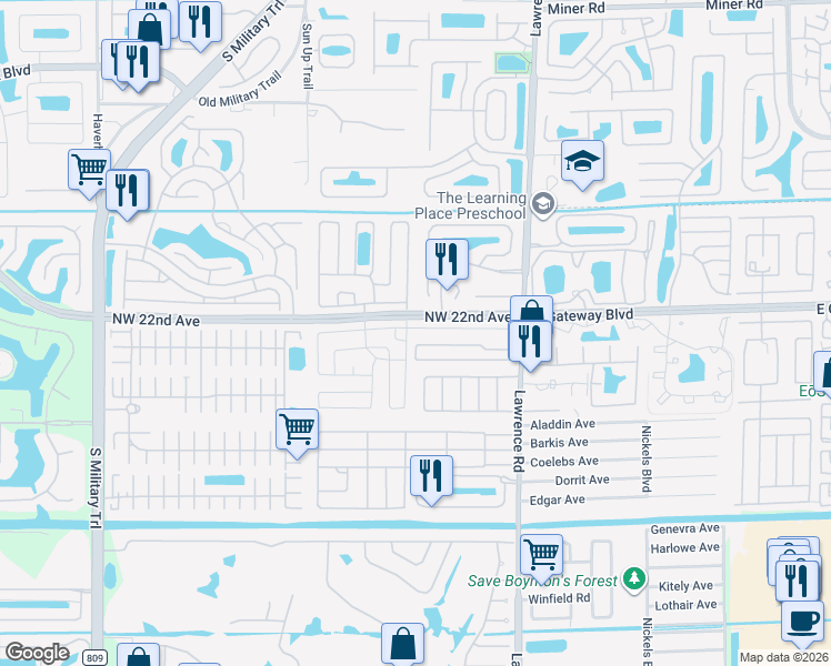 map of restaurants, bars, coffee shops, grocery stores, and more near 4248 Royal Manor Boulevard in Boynton Beach