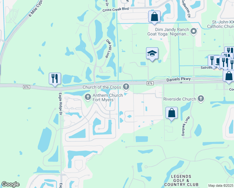 map of restaurants, bars, coffee shops, grocery stores, and more near 13560 Cherry Tree Court in Fort Myers