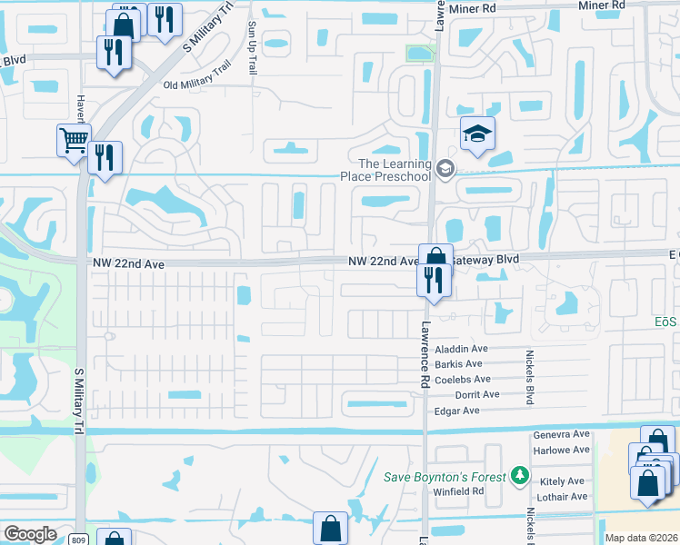 map of restaurants, bars, coffee shops, grocery stores, and more near 4248 Royal Manor Boulevard in Boynton Beach