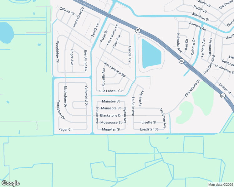 map of restaurants, bars, coffee shops, grocery stores, and more near 221 Manatee Street in Fort Myers