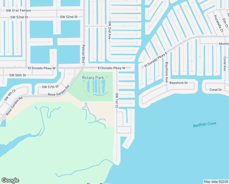 map of restaurants, bars, coffee shops, grocery stores, and more near 5722 Southwest 1st Court in Cape Coral