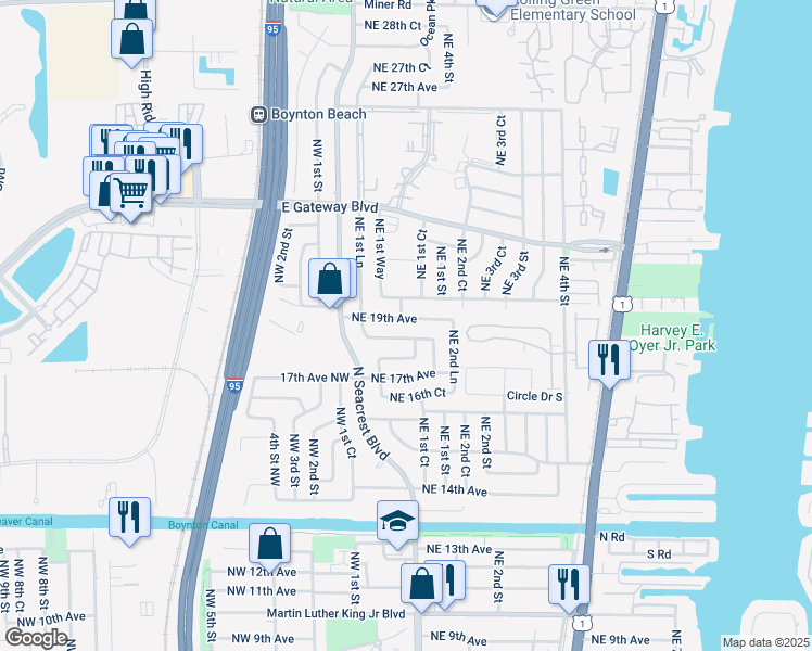 map of restaurants, bars, coffee shops, grocery stores, and more near 124 20th Avenue Northeast in Boynton Beach