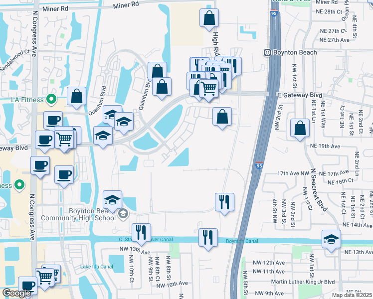map of restaurants, bars, coffee shops, grocery stores, and more near 2776 Quantum Lakes Drive in Boynton Beach
